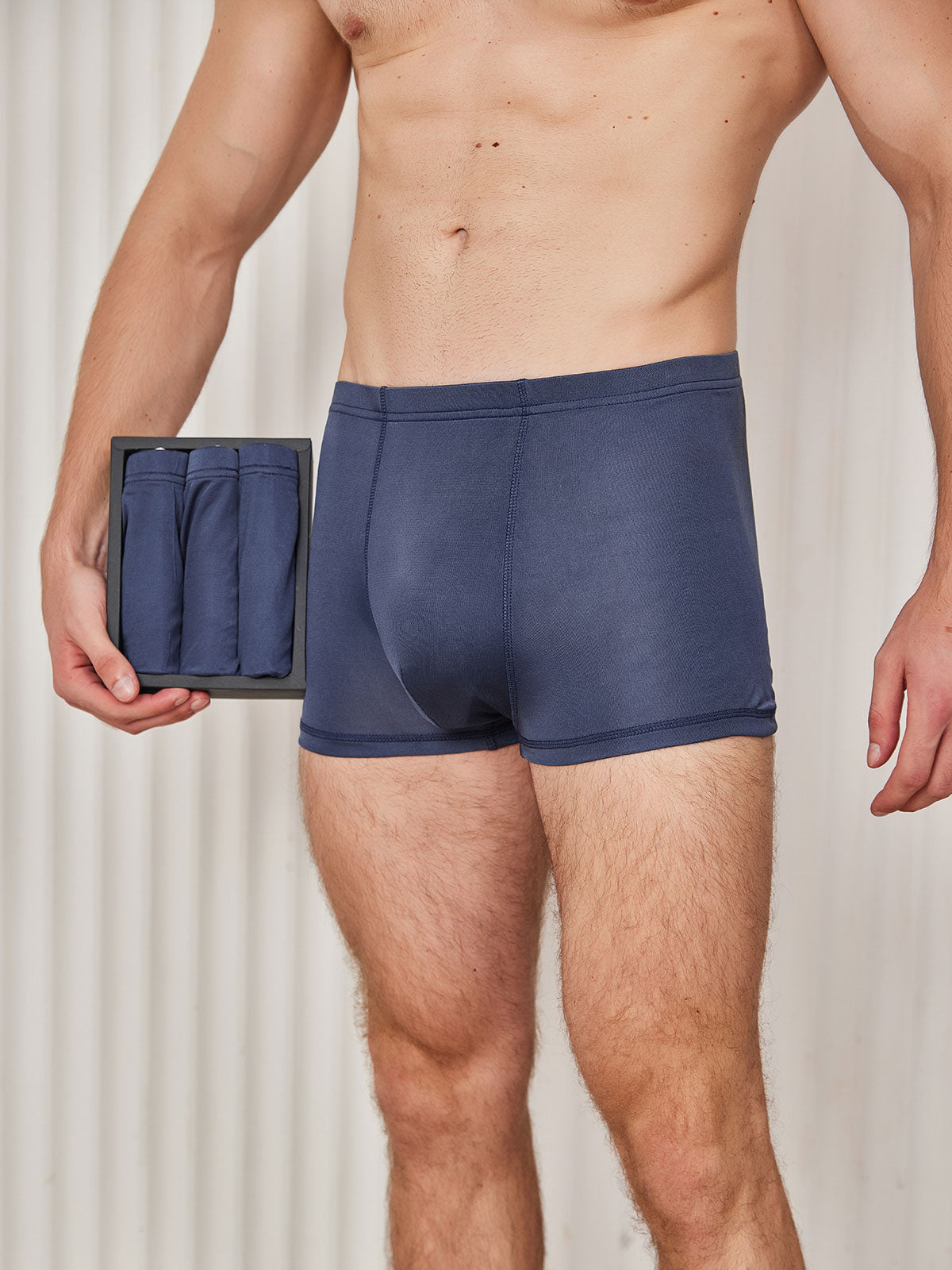 [أزرق غامق] SilkSilky-SA محبوك الحرير Mens Underwear 001