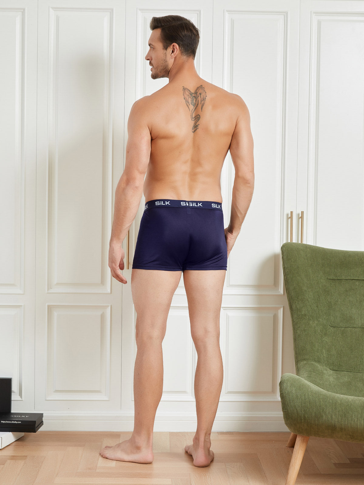 [أزرق غامق] SilkSilky-SA Silk Mens Underwear 002