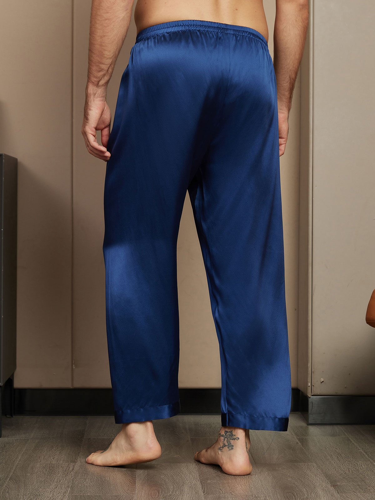 [أزرق غامق] SilkSilky-SA الحرير الخالص Mens Sleep Bottoms 002