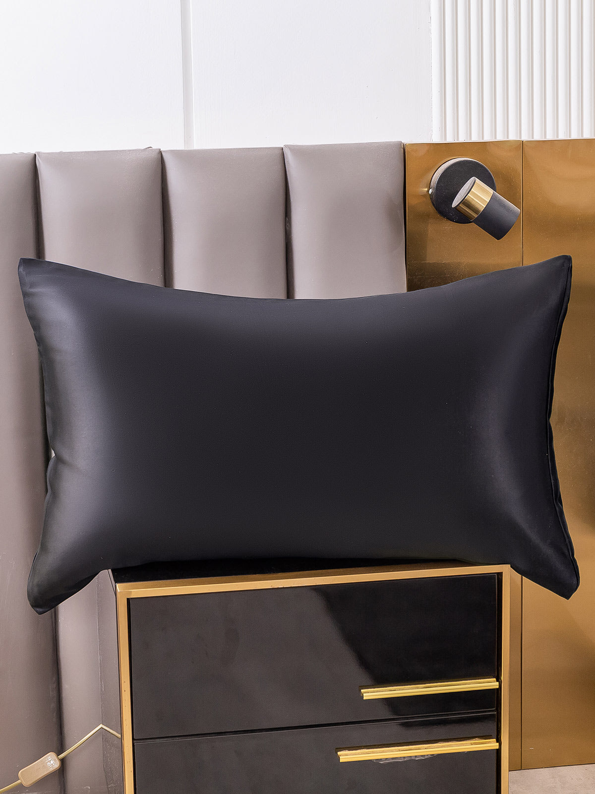 [أسود] SilkSilky-SA 19Momme الحرير الخالص Pillowcase 001