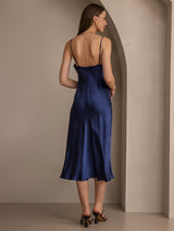 [أزرق غامق] SilkSilky-SA Sleeveless Cowl Neck فساتين نسائية 002