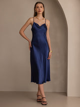 [أزرق غامق] SilkSilky-SA Sleeveless Cowl Neck فساتين نسائية 003