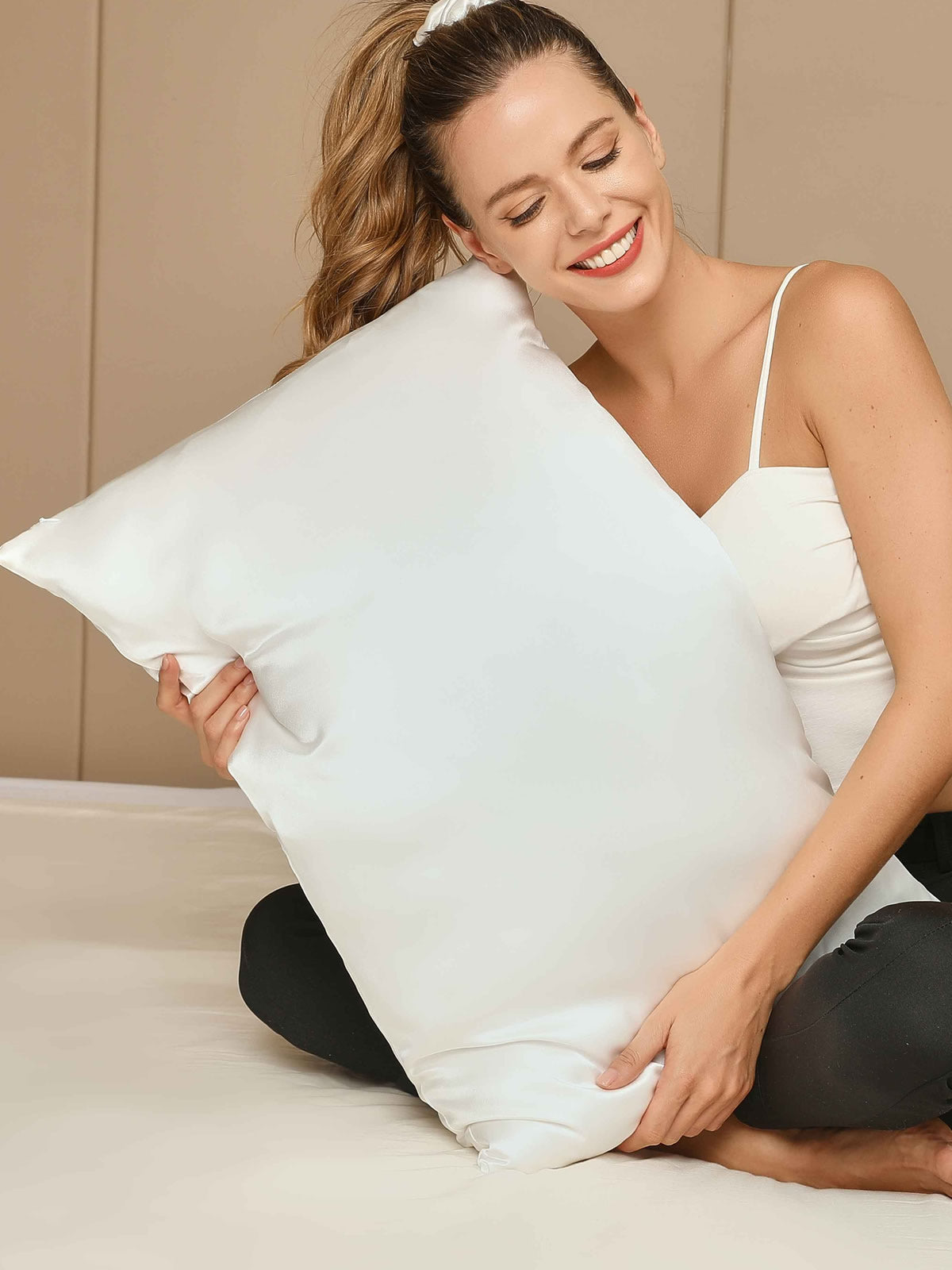 [أبيض] SilkSilky-SA 22Momme الحرير الخالص Pillowcase 005