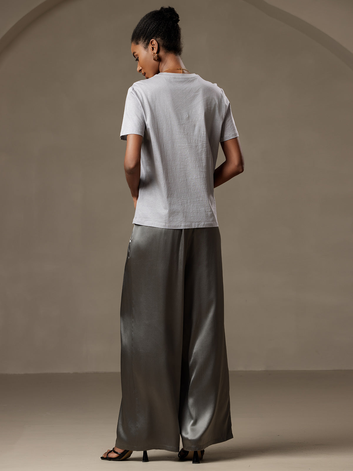 [الرمادي الداكن] SilkSilky-SA الحرير الخالص Womens Pants 002