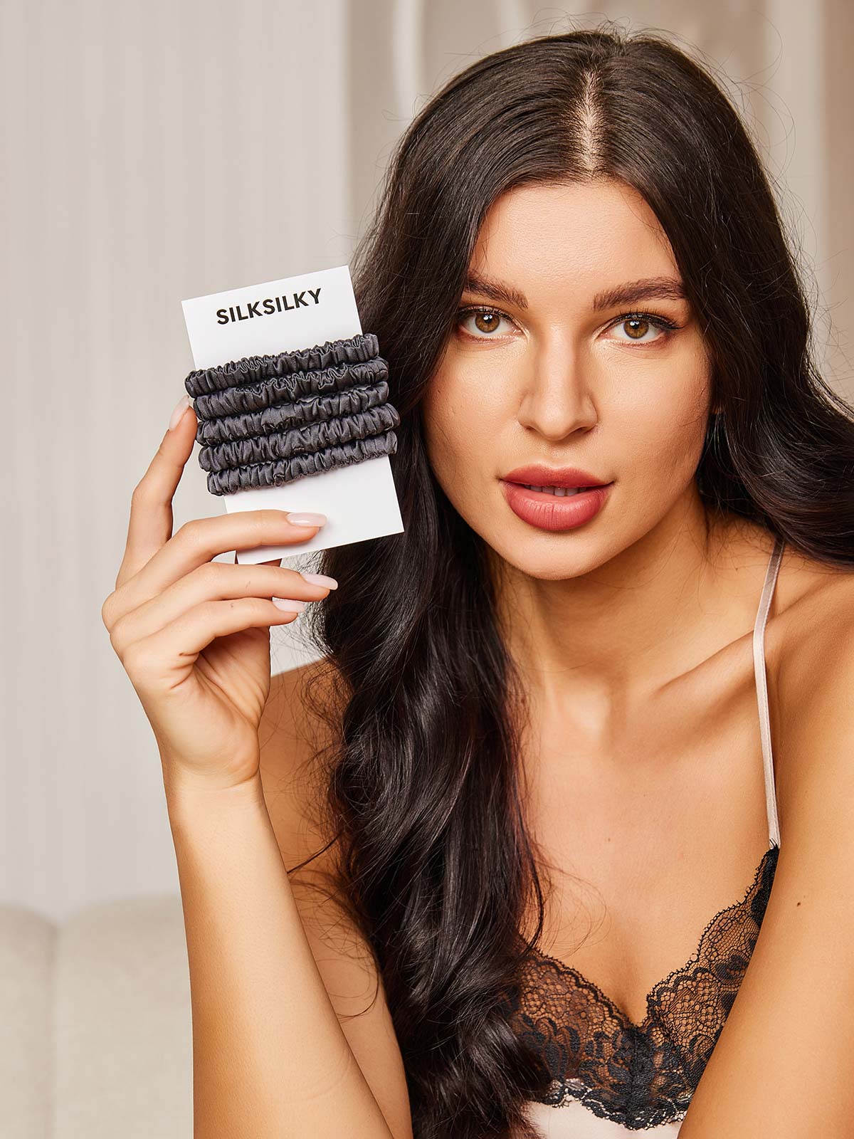 [الرمادي الداكن] SilkSilky-SA 19Momme Scrunchie 001