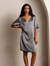 [الرمادي الداكن] SilkSilky-SA Half Sleeve V Neck باس النوم 006