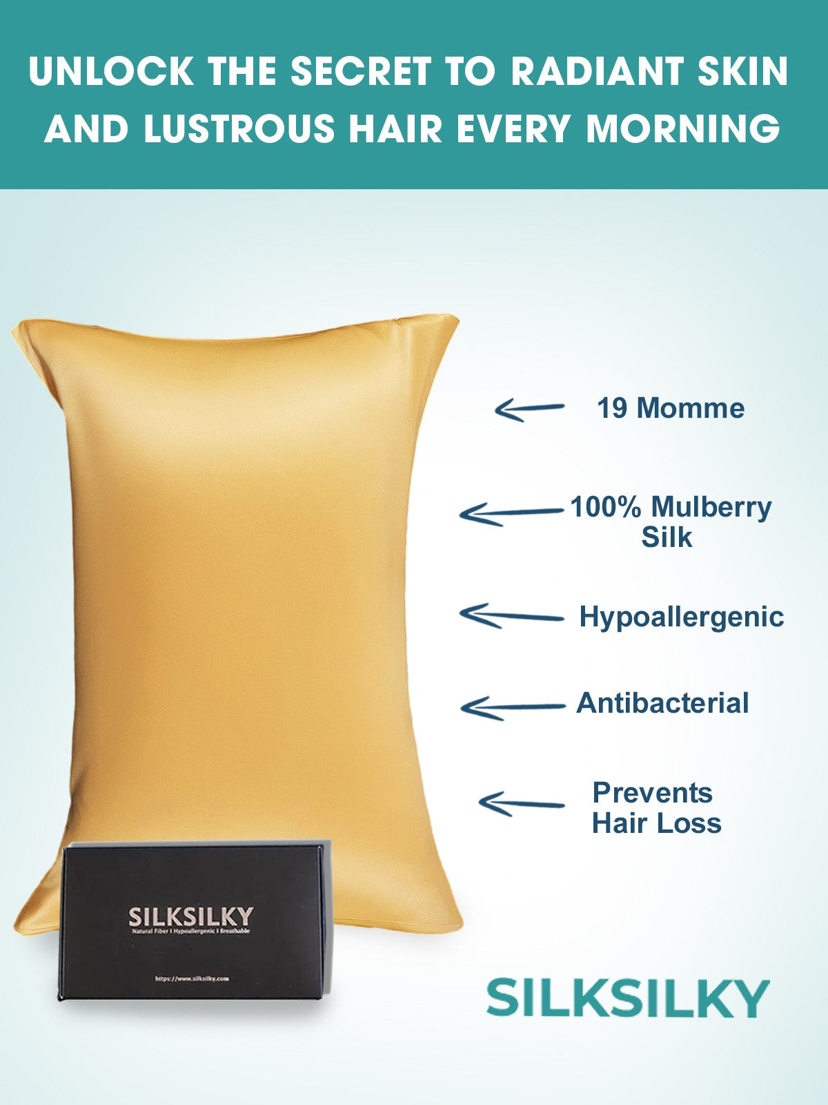 [شامبانيا] SilkSilky-SA 19Momme الحرير الخالص Pillowcase 002