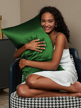 [أخضر غامق] SilkSilky-SA 22Momme الحرير الخالص Pillowcase 002