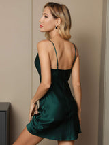 [أخضر غامق] SilkSilky-SA Sleeveless Cowl Neck باس النوم 002