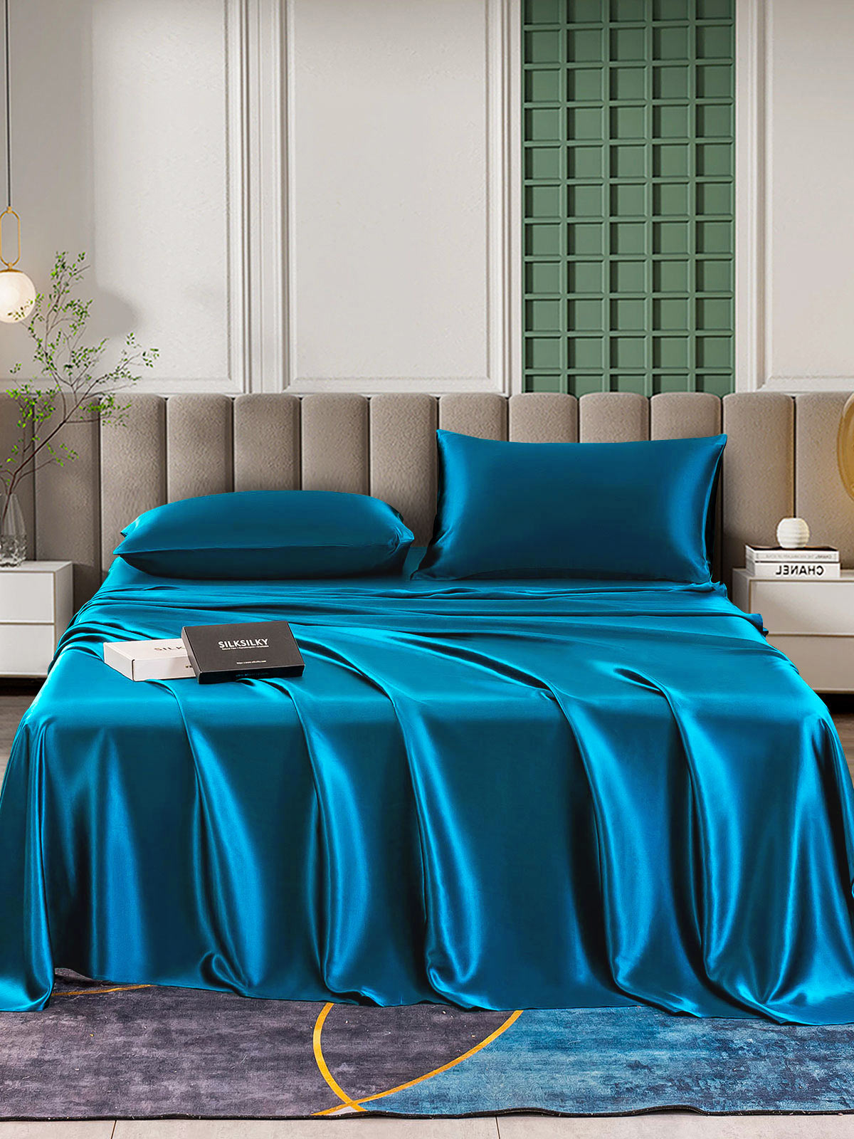 [المياه الخضراء] SilkSilky-SA 25Momme الحرير الخالص Bedding Set 001