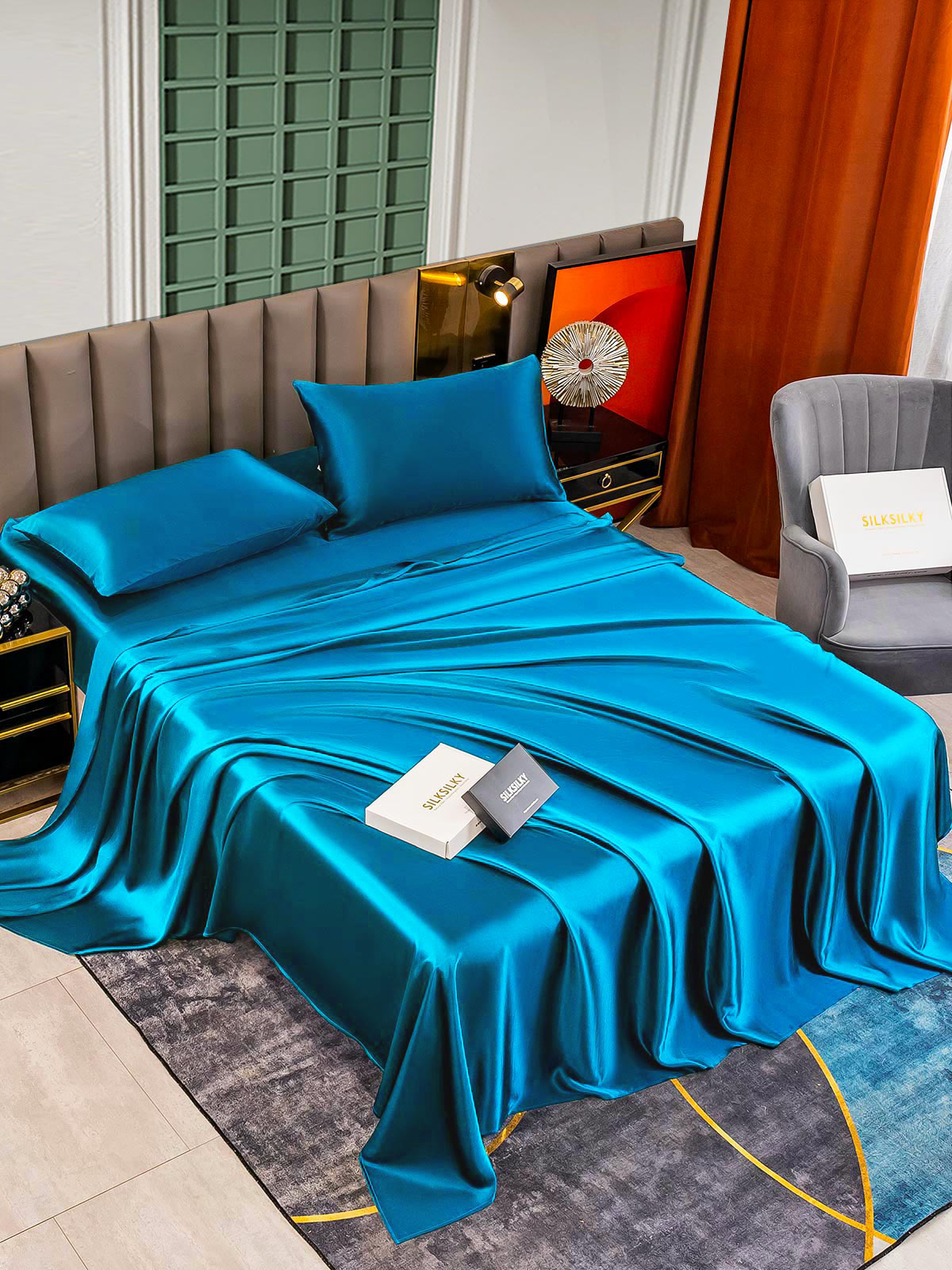 [المياه الخضراء] SilkSilky-SA 25Momme الحرير الخالص Bedding Set 003