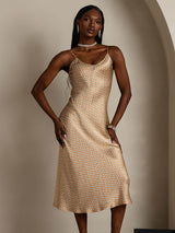 [أنماط زهرية] SilkSilky-SA Sleeveless V Neck فساتين نسائية 003