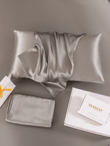 [رمادي] SilkSilky-SA 19Momme الحرير الخالص Pillowcase 006