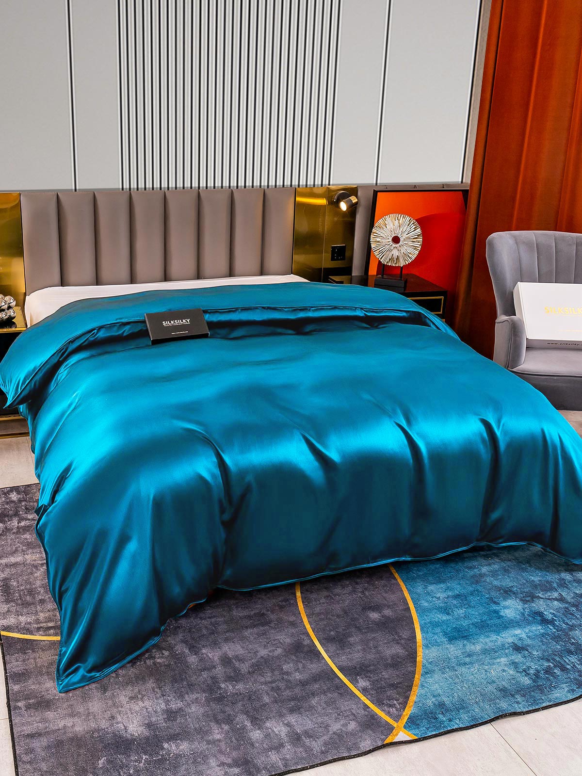 [المياه الخضراء] SilkSilky-SA 22Momme الحرير الخالص Duvet Cover 002