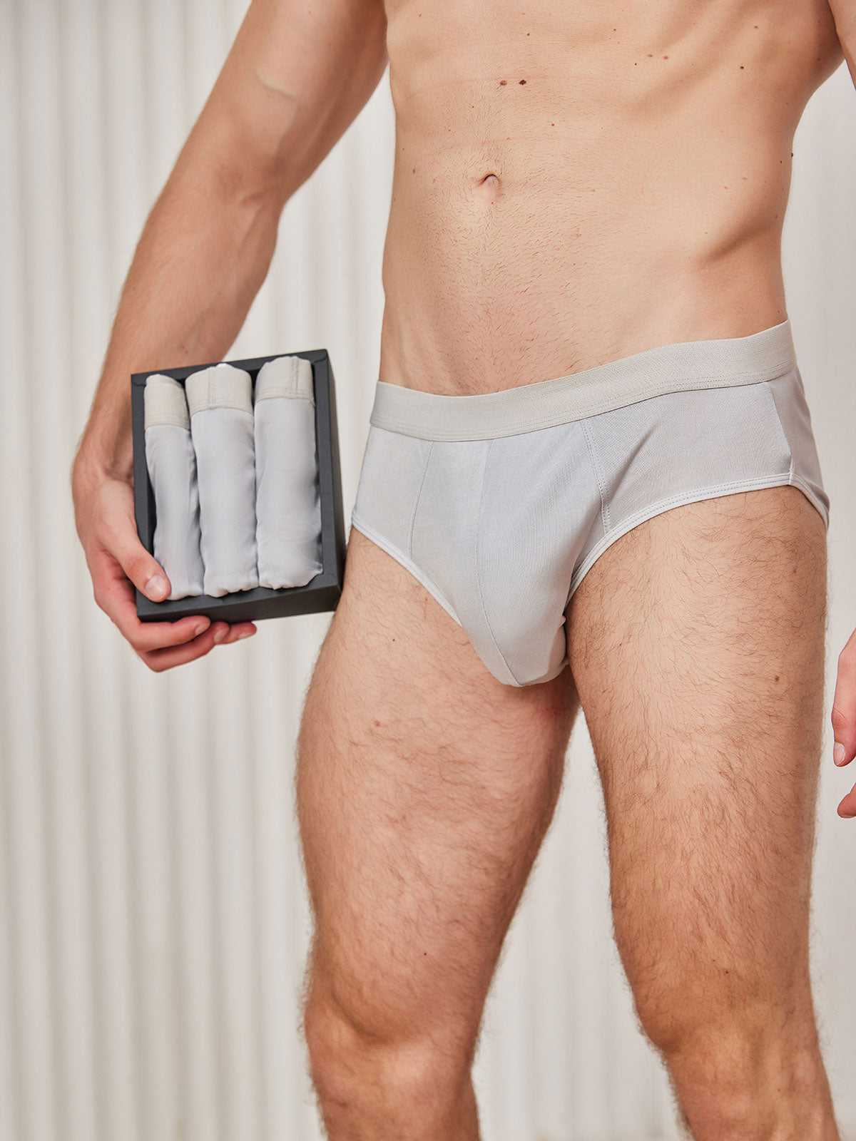[رمادي] SilkSilky-SA Silk Mens Underwear 001