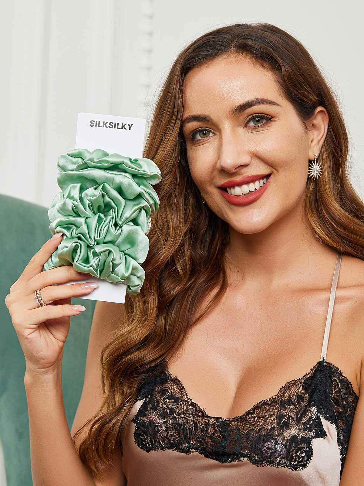 [أخضر] SilkSilky-SA 19Momme Scrunchie 001