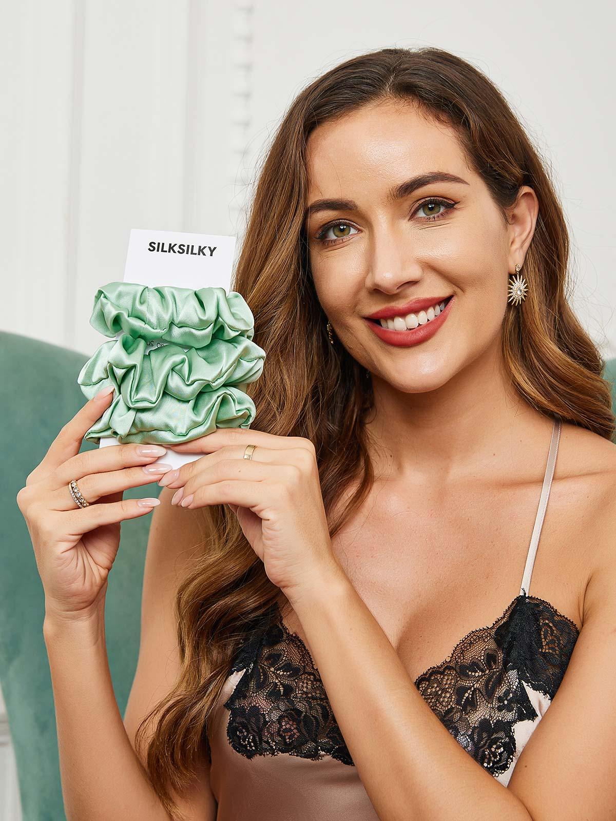 [أخضر] SilkSilky-SA 19Momme Scrunchie 002