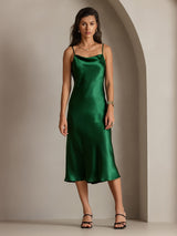 [أخضر] SilkSilky-SA Sleeveless Cowl Neck فساتين نسائية 003