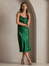 [أخضر] SilkSilky-SA Sleeveless Cowl Neck فساتين نسائية 004