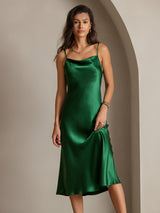 [أخضر] SilkSilky-SA Sleeveless Cowl Neck فساتين نسائية 005
