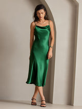[أخضر] SilkSilky-SA Sleeveless Cowl Neck فساتين نسائية 007