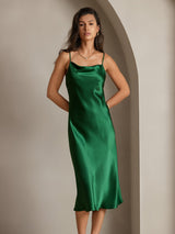 [أخضر] SilkSilky-SA Sleeveless Cowl Neck فساتين نسائية 008