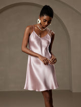 [لافندر] SilkSilky-SA Sleeveless V Neck فساتين نسائية 001