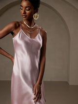 [لافندر] SilkSilky-SA Sleeveless V Neck فساتين نسائية 004