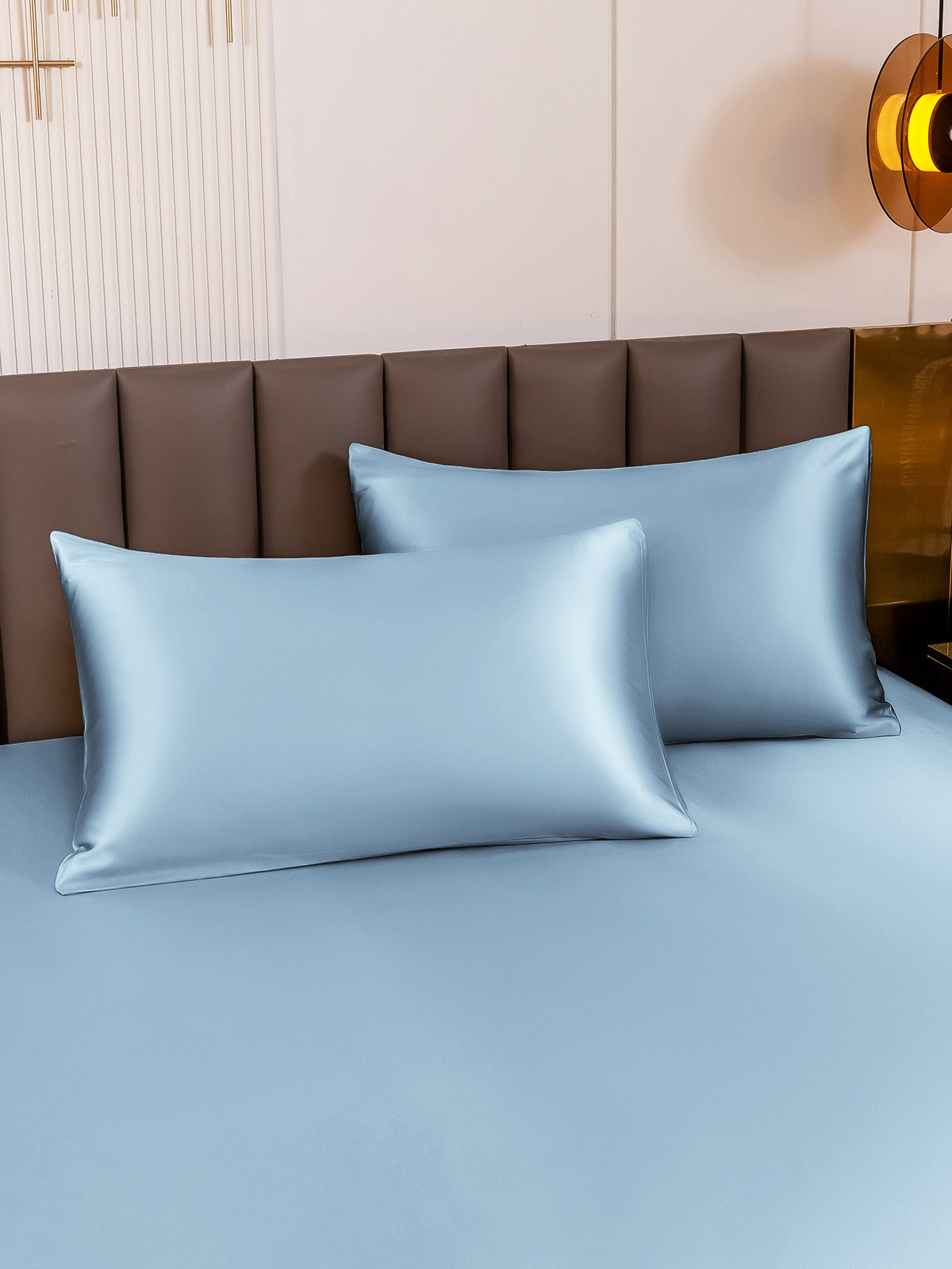 [أزرق فاتح] SilkSilky-SA 19Momme الحرير الخالص Pillowcase 001