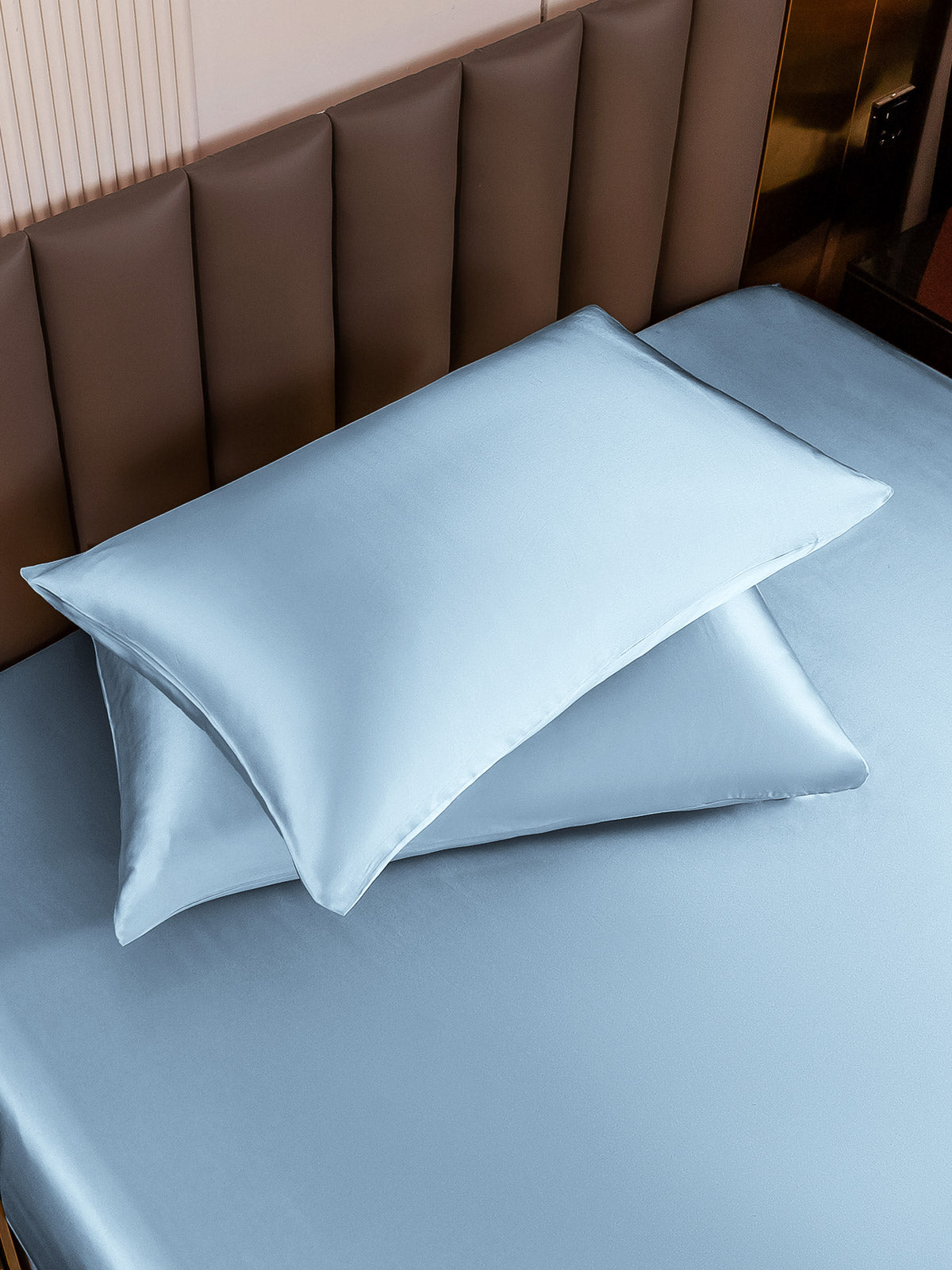 [أزرق فاتح] SilkSilky-SA 19Momme الحرير الخالص Pillowcase 004