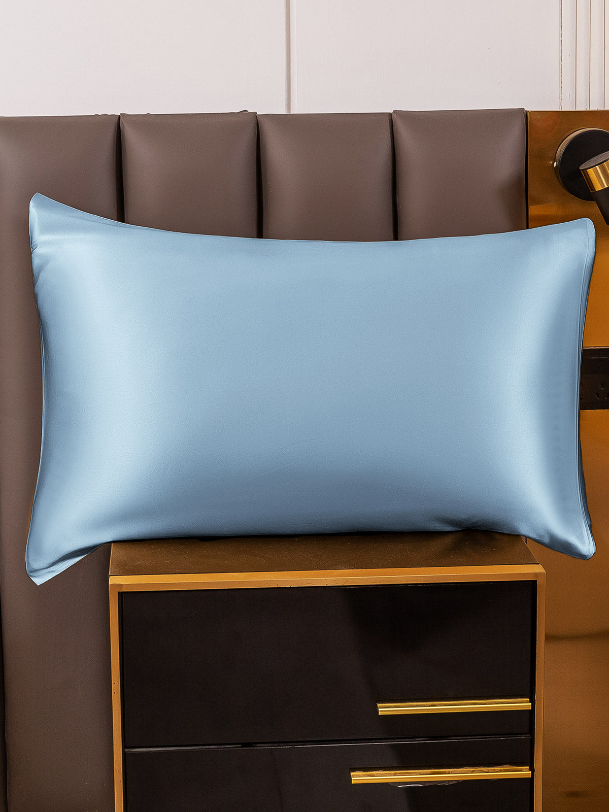 [أزرق فاتح] SilkSilky-SA 19Momme الحرير الخالص Pillowcase 005