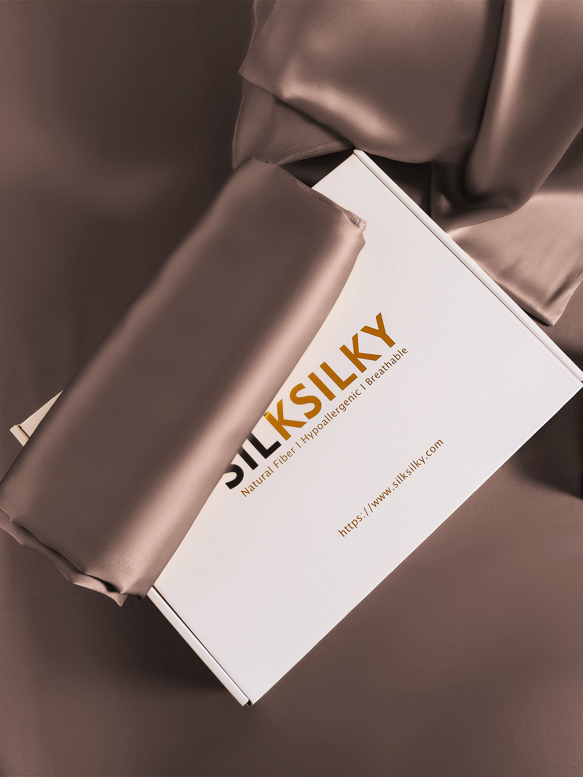 [بني] SilkSilky-SA 19Momme الحرير الخالص Pillowcase 007