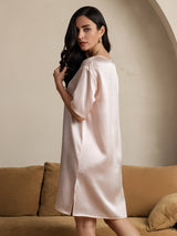 [وردي فاتح] SilkSilky-SA Half Sleeve V Neck باس النوم 002