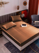 [قهوة] SilkSilky-SA 19Momme الحرير الخالص Bedding Set 001