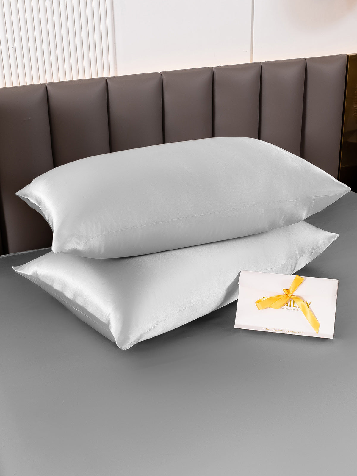 [فضة] SilkSilky-SA 19Momme الحرير الخالص Pillowcase 004