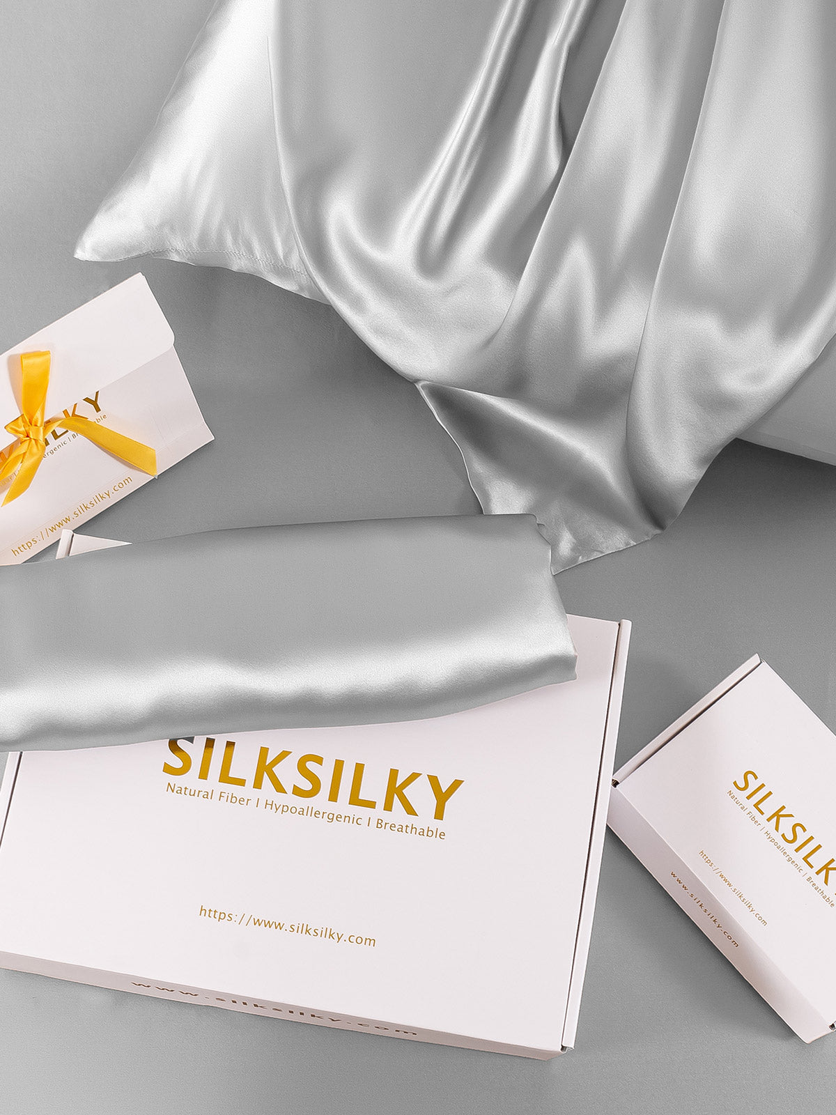 [فضة] SilkSilky-SA 19Momme الحرير الخالص Pillowcase 006