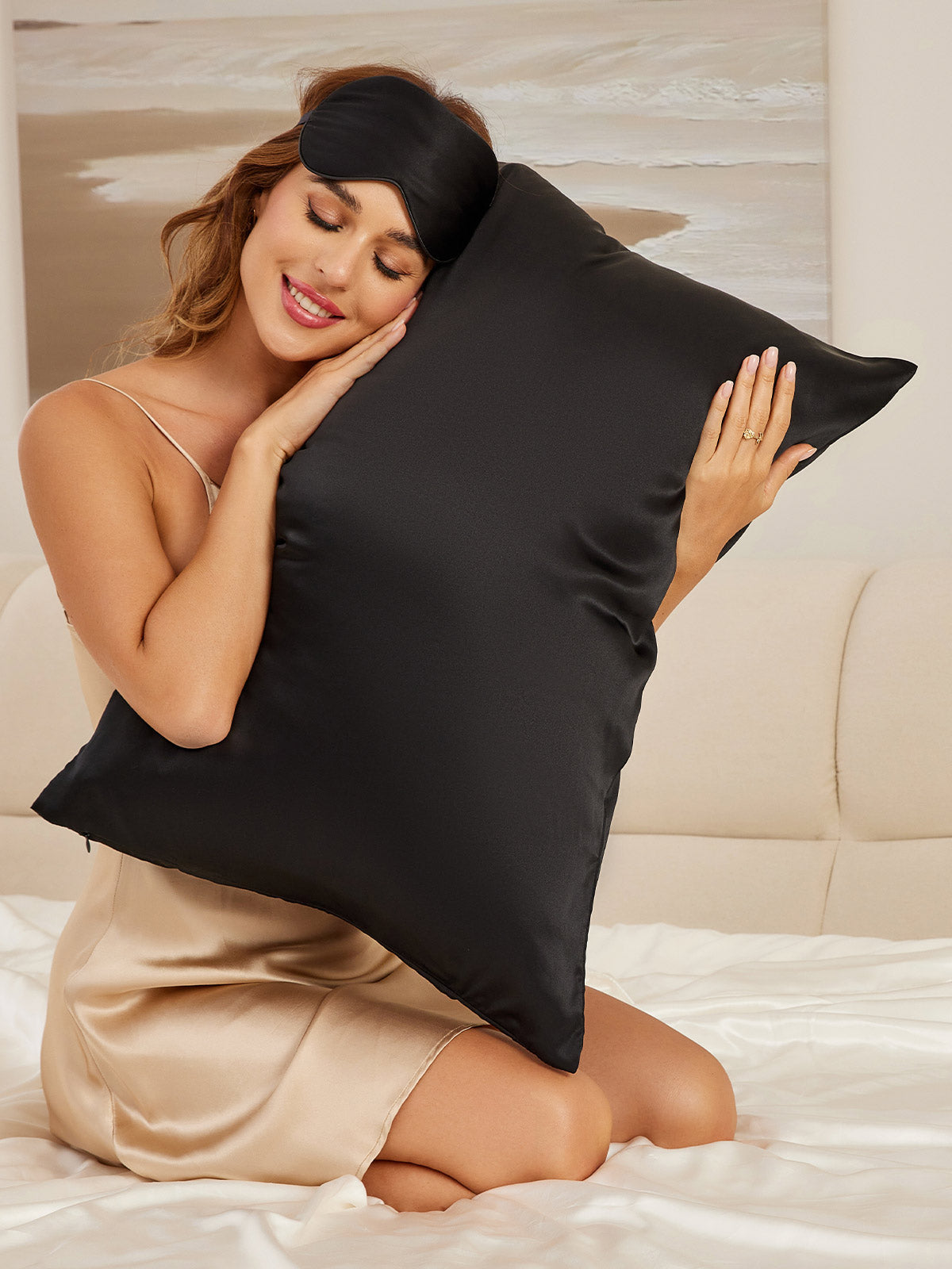 [أسود] SilkSilky-SA 22Momme الحرير الخالص Pillowcase Set 001