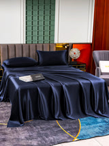 [أزرق غامق] SilkSilky-SA 25Momme الحرير الخالص Bedding Set 002