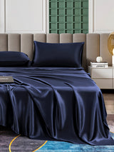 [أزرق غامق] SilkSilky-SA 25Momme الحرير الخالص Bedding Set 004