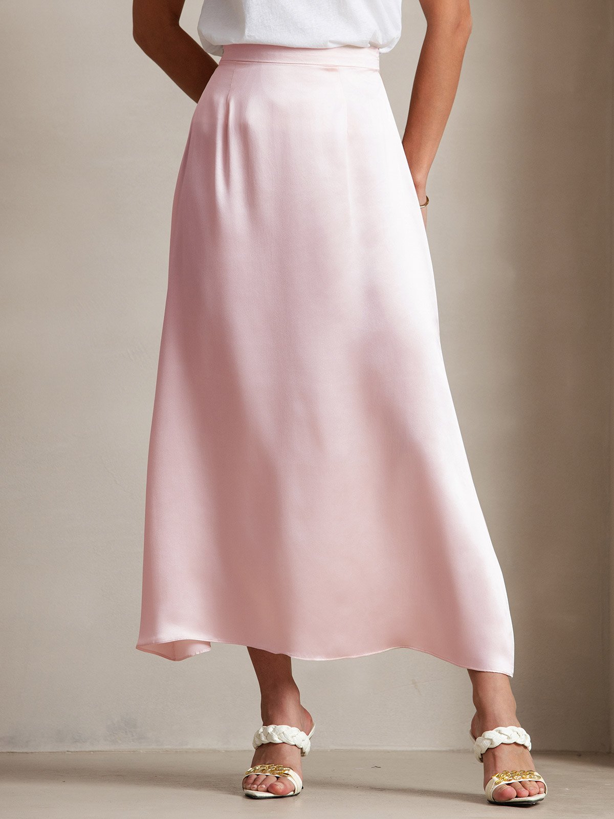 [لون القرنفل] SilkSilky-SA 19Momme الحرير Skirt 003
