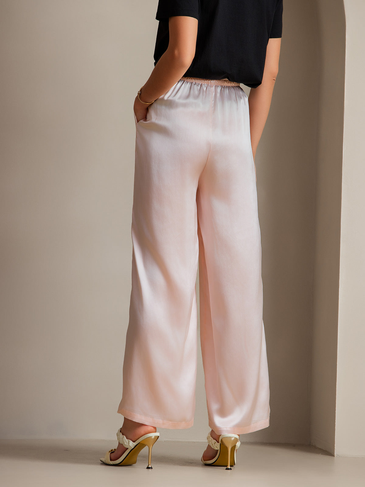 [لون القرنفل] SilkSilky-SA الحرير الخالص Womens Pants 002