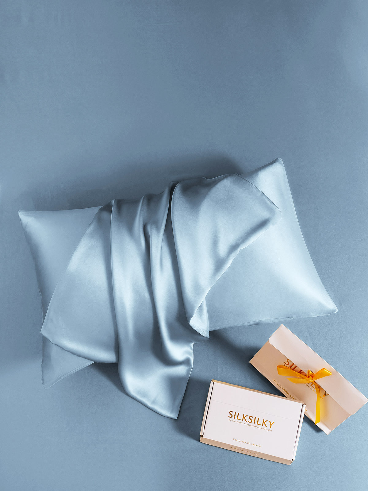 [أزرقفاتح] SilkSilky-SA 19Momme الحرير الخالص Pillowcase 004