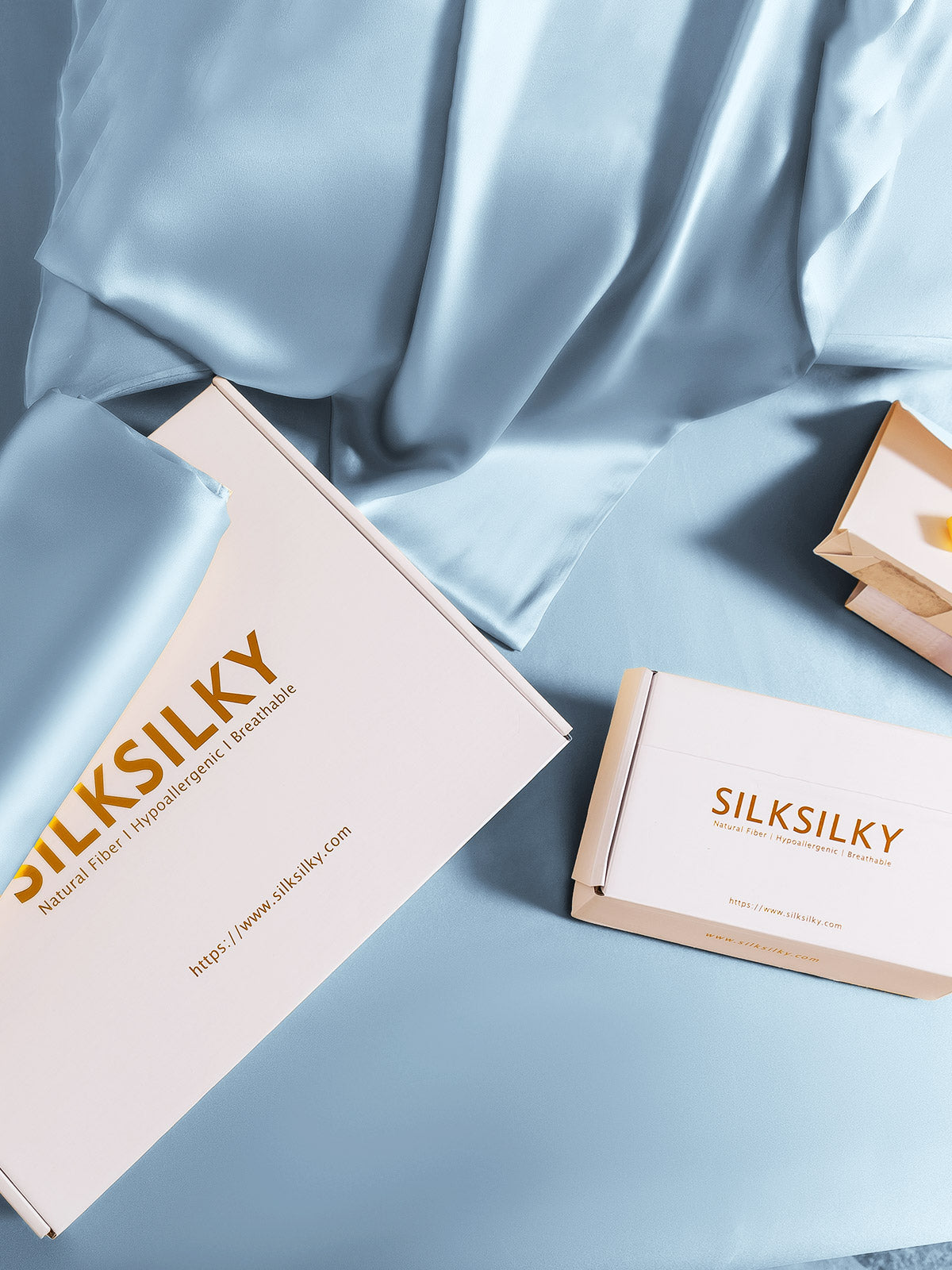[أزرقفاتح] SilkSilky-SA 19Momme الحرير الخالص Pillowcase 006