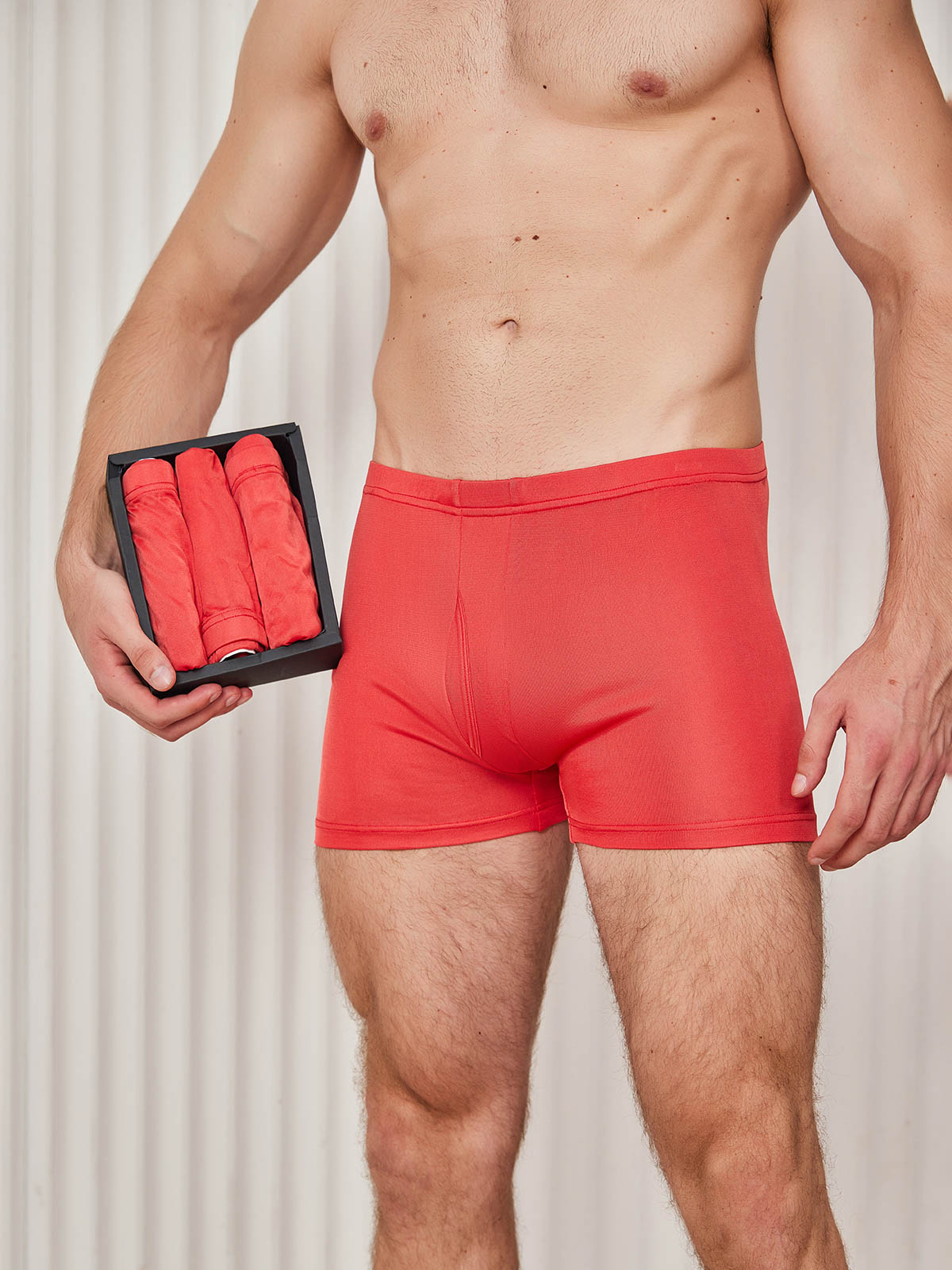 [أحمر] SilkSilky-SA محبوك الحرير Mens Underwear 001