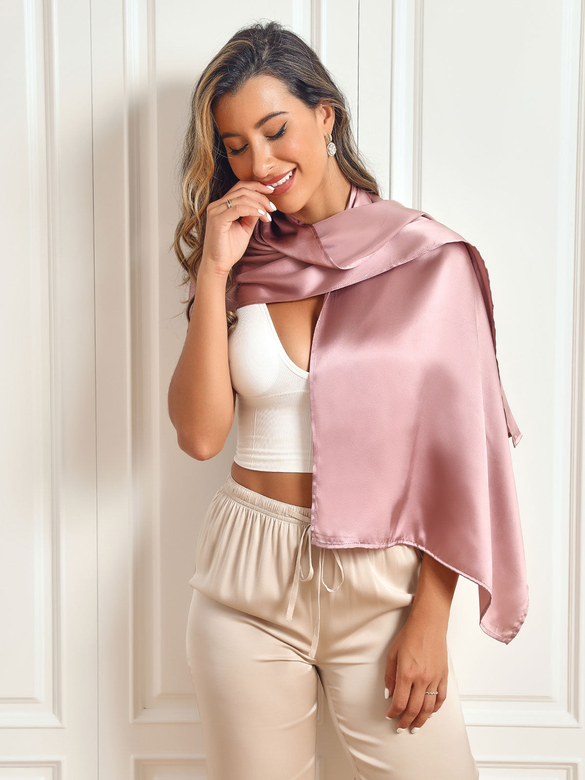SilkSilky-SA الحرير الخالص Scarf لافندر 007