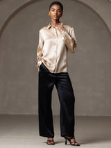 [شامبانيا] SilkSilky-SA Long Sleeve Lapel Collar بلايز نسائية 008