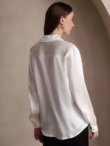 [أبيض] SilkSilky-SA Long Sleeve Lapel Collar بلايز نسائية 002