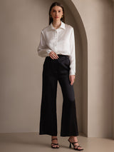 [أبيض] SilkSilky-SA Long Sleeve Lapel Collar بلايز نسائية 008