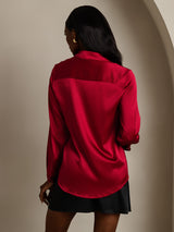 [خمر] SilkSilky-SA Long Sleeve Lapel Collar بلايز نسائية 002