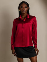 [خمر] SilkSilky-SA Long Sleeve Lapel Collar بلايز نسائية 003